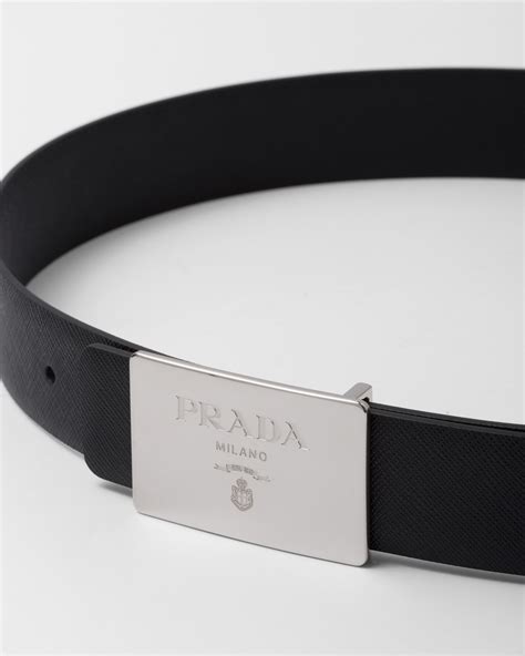 prada leather buckle belt|Prada metal buckle nylon belt.